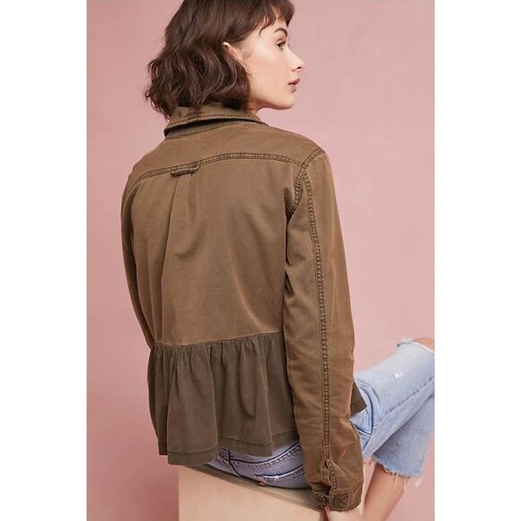 Anthropologie Military Embroidered 80s Jacket Top Small Boho Army Button Up - Picture 5 of 13